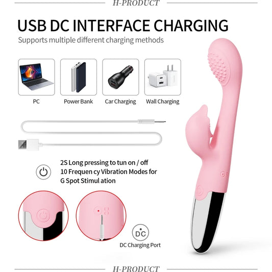 Pink Dildo Vibrator w/G Spot and Citrous Stimulator